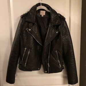 Silence + Noise Burgundy Moro Leather Jacket Sz L